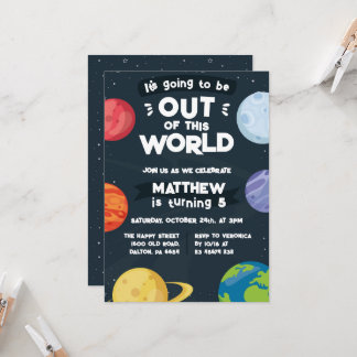 Convites Space Planets Invitation for Birthday Party Galaxy