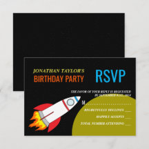 Space Rocket para a RSVP de Aniversário da Criança