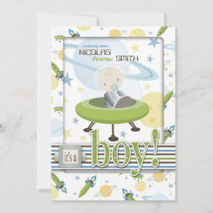 Convites Spaceship Astronaut Baby Shower Invitations