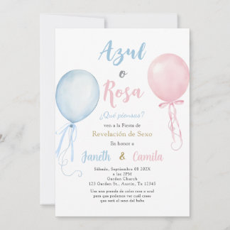 Convites Spanish Balloons Gender Reveal Invitation
