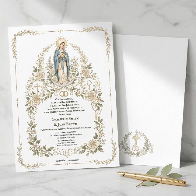 Convites Spanish Boda Catholic Virgin Mary Nuptial Mass  (Criador carregado)
