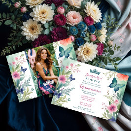 Convites Spanish Charming Sweet Floral Garland Butterflies