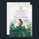 Convites Spanish Emerald Green Floral Princess Bow 15 Años<br><div class="desc">EDITABLE Spanish Emerald Green Floral Princess Bow Sweet 15 Años Invitation
Elegant Mexican Mis Quince Royal Hunter Green Dresses Quinceañera Invite</div>