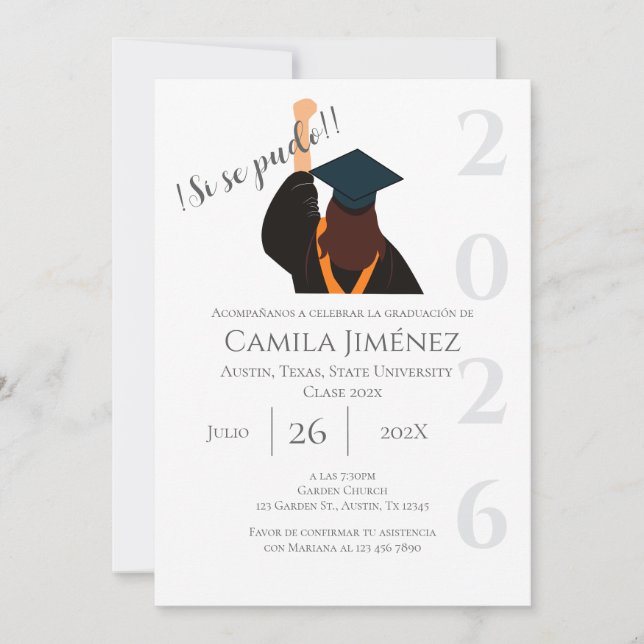 Convites Spanish Graduation Invitation: Class of 2026 (Frente)