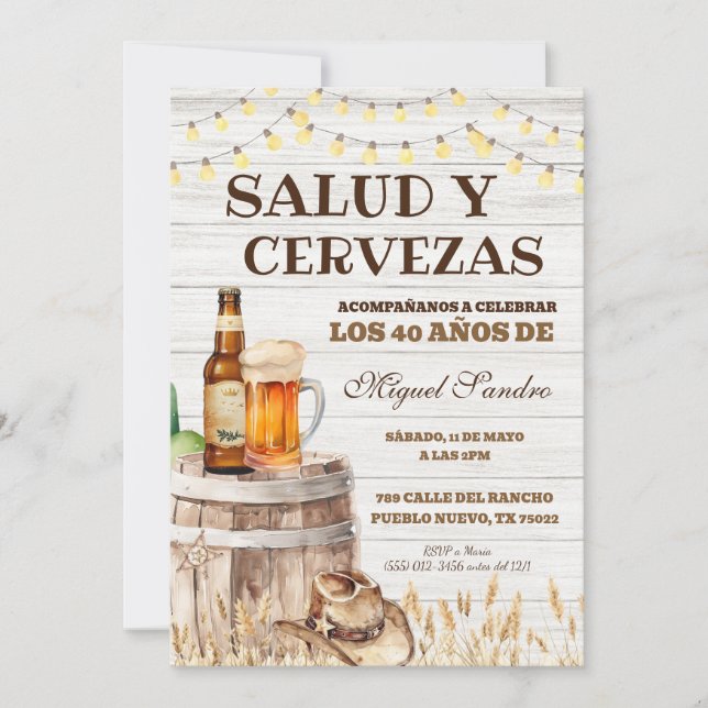 Convites Spanish Mexican Man Beer Salud Invitation (Frente)