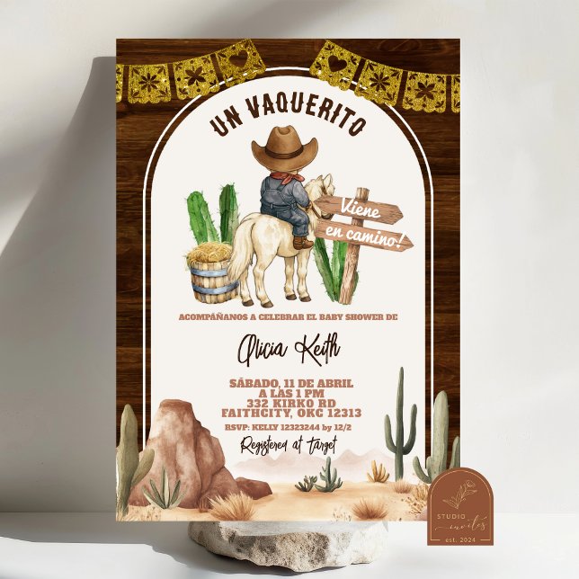 Convites Spanish Mexican Wild West Cowboy Baby Shower (Criador carregado)