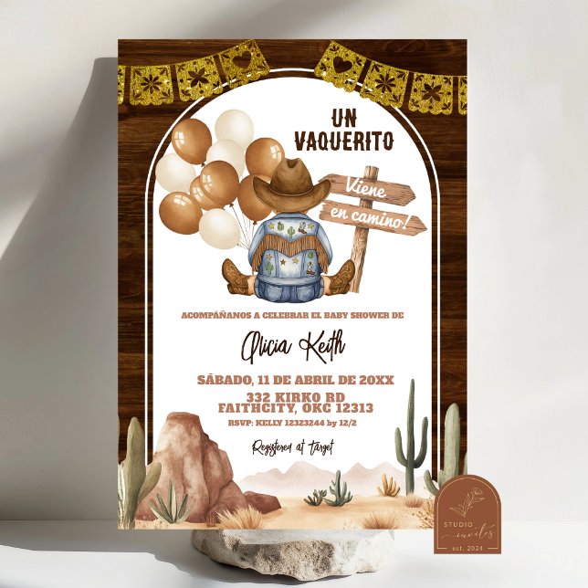 Convites Spanish Mexican Wild West Cowboy Baby Shower (Criador carregado)