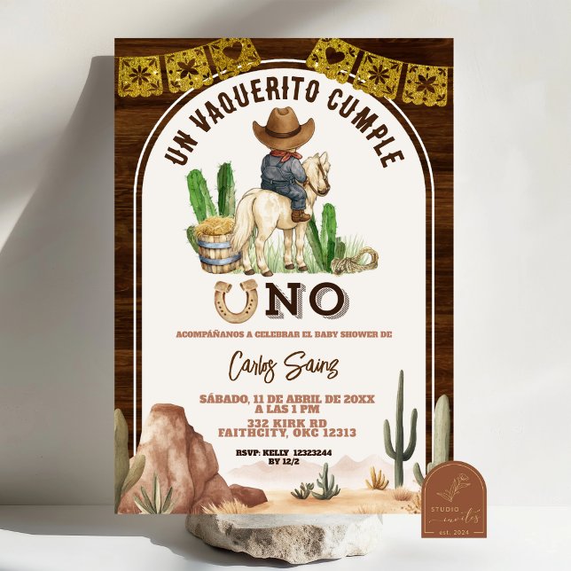 Convites Spanish Mexican Wild West Cowboy turning one (Criador carregado)
