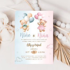 Convites Spanish Nino o Nina Teddy Bear Gender Reveal