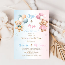 Convites Spanish Teddy Bear Gender Reveal Invitation