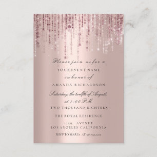 Convites Spark Glitter Drips Rose Marsala Chá de Noiva