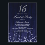 Convites Sparkle Diamond Blue Silver Sweet 16 Invite<br><div class="desc">Elegante design de madeira rústica azul com brilho em diamantes e brilho 16. Mais cores disponíveis na loja Little Bayleigh!</div>