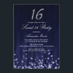Convites Sparkle Diamond Blue Silver Sweet 16 Invite<br><div class="desc">Elegante design de madeira rústica azul com brilho em diamantes e brilho 16. Mais cores disponíveis na loja Little Bayleigh!</div>