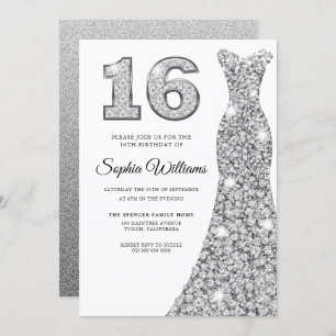 Convites Sparkle Diamond Dress 16º Aniversário Sweet 16