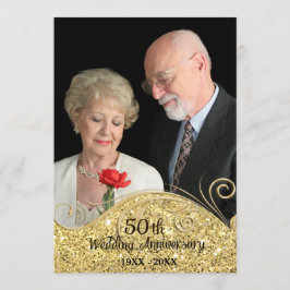 Convites Sparkle Golden 50º Aniversário de Casamento