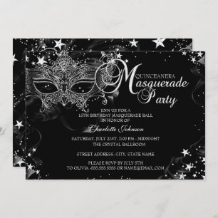 Convites Sparkle Mask Star Night Mascarada Quinceañera