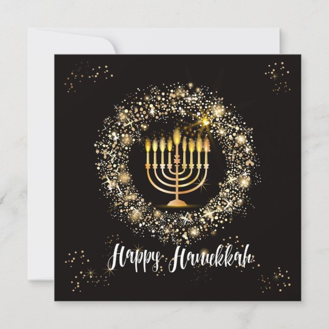 Convites Sparkle Menorah Hanukkah (Frente)