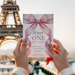 Convites Sparkle Pink Coquette Bow 1st