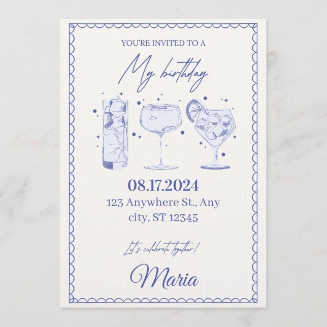 Convites Sparkle & Pop! Editable Birthday Bash Invitation (Frente)