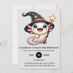 Convites Sparkle Spell Axolotl Birthday