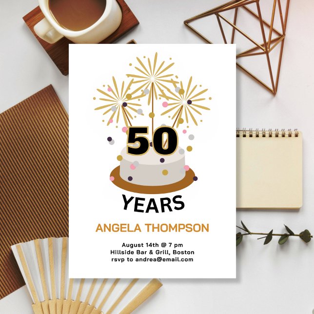 Convites Sparkler Years Birthday Invitation (Criador carregado)