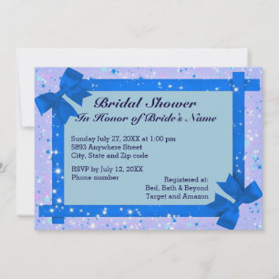 Convites Sparkles e Blue Ribbon Frame Chá de panela Convida