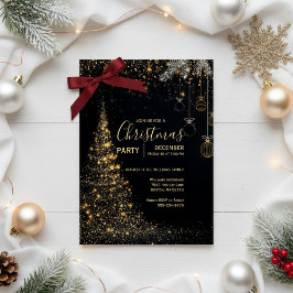 Convites Sparkling Gold Christmas Tree Invitation