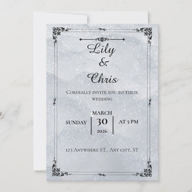 Convites Sparkling Winter Wonderland Wedding Invitation (Frente)