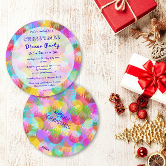 Convites Sparkly Colorful Simple Christmas Dinner Party