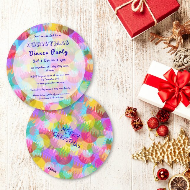 Convites Sparkly Colorful Simple Christmas Dinner Party (Criador carregado)
