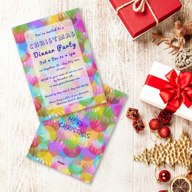 Convites Sparkly Colorful Simple Christmas Dinner Party  (Criador carregado)