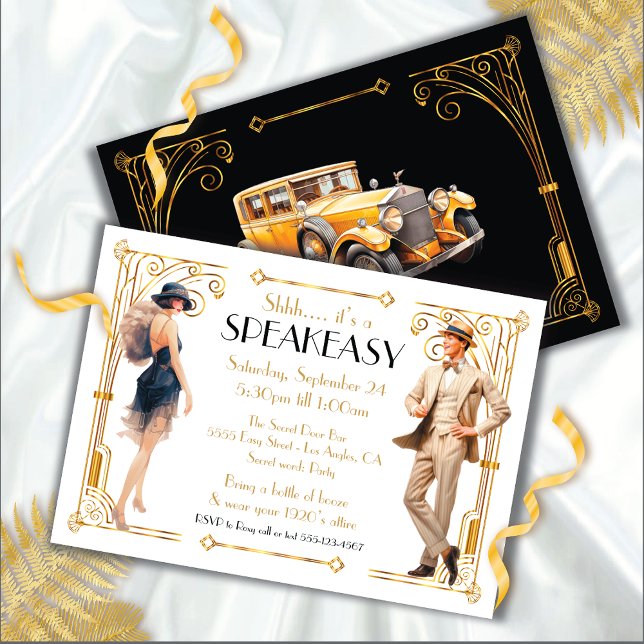 Convites SpeEasy Flapper Excelente Gatsby Art Deco Party (Criador carregado)