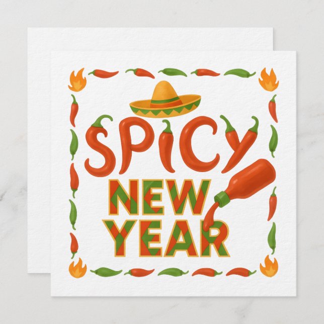 Convites Spicy New Year (Frente/Verso)