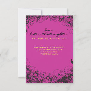 Convites SPIRALS & STARS Bat Mitzvah Party Card