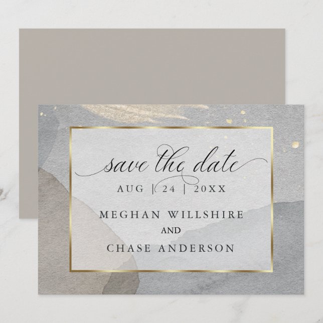 Convites Splash de Aquarela de Mushroom em Granite Stone (Frente/Verso)