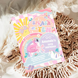 Convites Splash in to Ten Retro Groovy Daisy 10th Birthday 