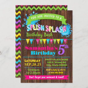 Convites Splash Splash Hot Pink Festa de Verão