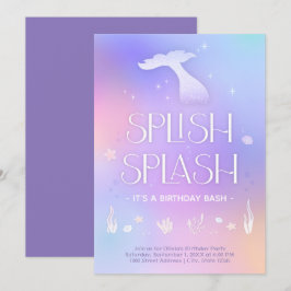 Convites Splash Whimsical Sparkly Smermaid Aniversário