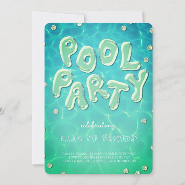 Convites Splish Splash Birthday Bash Pool Party Invitation (Frente)