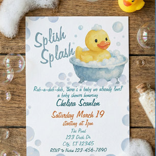 Convites Splish Splash Ducky chá de bebê