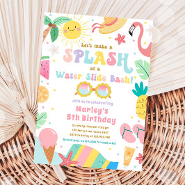Convites Splish Splash Piscina Partida Água Slide Bash Aniv