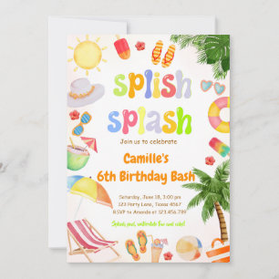Convites Splish Splash Piscina Party Bash Birthday