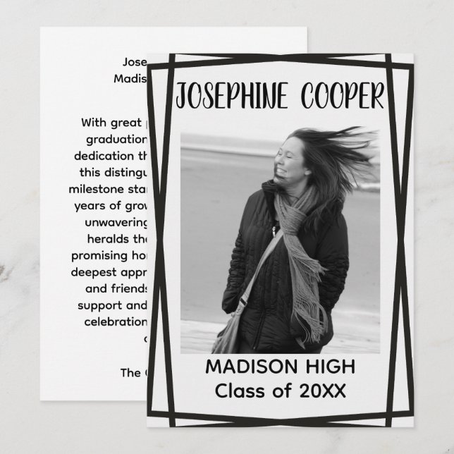 Convites Split Border Graduation Photo Letterpress  (Frente/Verso)