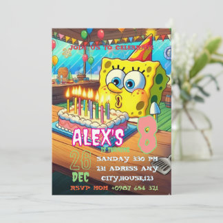 Convites Sponge Cake Birthday Invitation