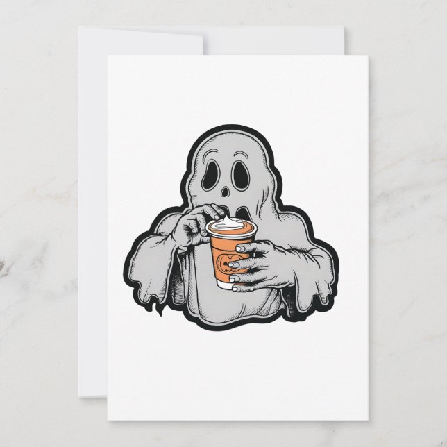 Convites Spookeen Ghost Sippin Pumpkin Fall (Frente)
