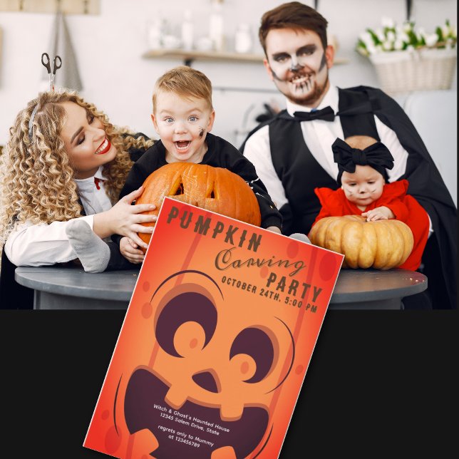 Convites Spookeen Halloween Pumpkin Carving Party (Spooky Halloween Pumpkin Carving Contest Party Invitation)