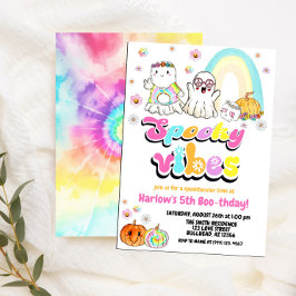 Convites Spookes Vibes Groovy Ghost Halloween Aniversário