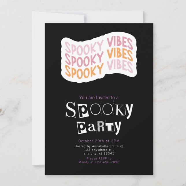 Convites Spookes Vibes Moderno e Minimalista Halloween (Frente)