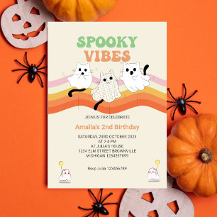 Convites Spookes Vibes Retro Halloween Ghost Birthday