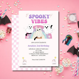 Convites Spookes Vibes Retro Halloween Ghost Birthday